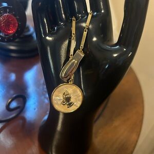 Gold and Silver Praying Hands Pendant Necklace